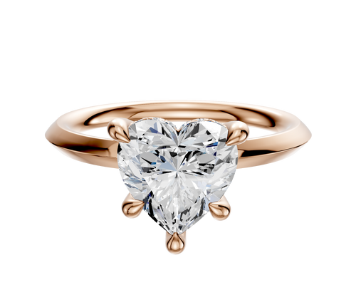 14K Rose Gold 4 Prong Hidden Halo Classic Knife Edge 2.0mm Engagement Ring