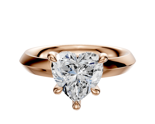 14K Rose Gold 4 Prong Hidden Halo Classic Knife Edge 3.0mm Engagement Ring