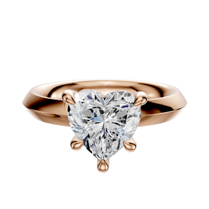 14K Rose Gold 4 Prong Hidden Halo Classic Knife Edge 3.0mm Engagement Ring