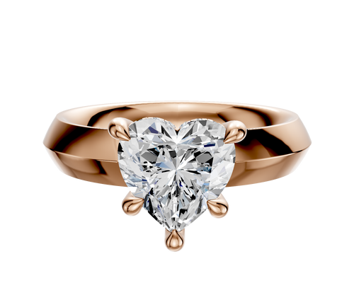 14K Rose Gold 4 Prong Hidden Halo Classic Knife Edge 4.0mm Engagement Ring