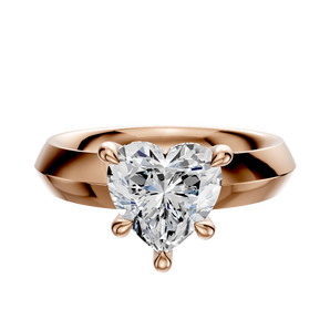 14K Rose Gold 4 Prong Hidden Halo Classic Knife Edge 4.0mm Engagement Ring