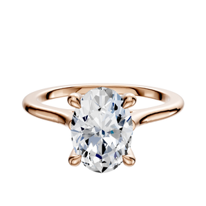 14K Rose Gold 4 Prong Hidden Halo Cathedral Dome 1.5mm Engagement Ring