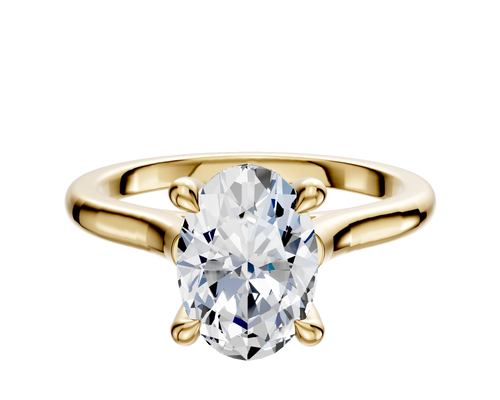 18K Yellow Gold 4 Prong Hidden Halo Cathedral Dome 2.0mm Engagement Ring