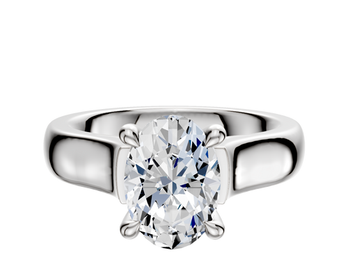 14K White Gold 4 Prong Hidden Halo Cathedral Dome 4.0mm Engagement Ring