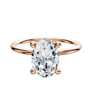 14K Rose Gold 4 Prong Hidden Halo Classic Dome 1.5mm Engagement Ring