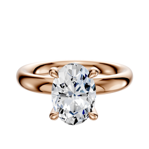 14K Rose Gold 4 Prong Hidden Halo Classic Dome 3.0mm Engagement Ring