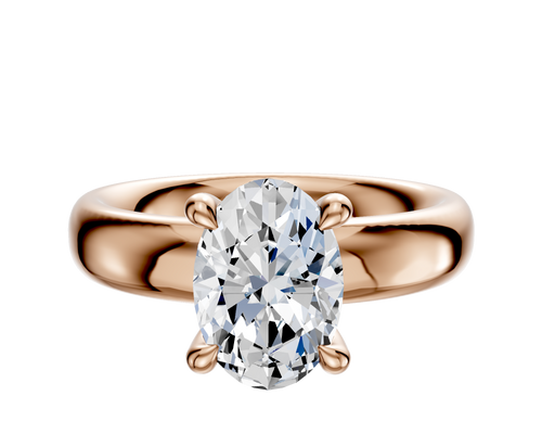 18K Rose Gold 4 Prong Hidden Halo Classic Dome 4.0mm Engagement Ring