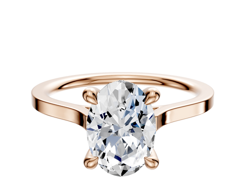 14K Rose Gold 4 Prong Hidden Halo Cathedral Flat 1.5mm Engagement Ring