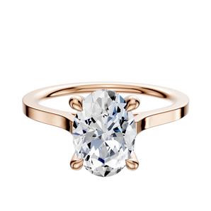 14K Rose Gold 4 Prong Hidden Halo Cathedral Flat 1.5mm Engagement Ring