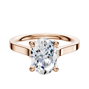 14K Rose Gold 4 Prong Hidden Halo Cathedral Flat 2.0mm Engagement Ring