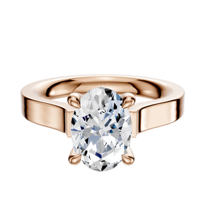 14K Rose Gold 4 Prong Hidden Halo Cathedral Flat 3.0mm Engagement Ring