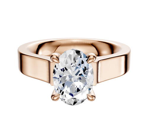 18K Rose Gold 4 Prong Hidden Halo Cathedral Flat 4.0mm Engagement Ring