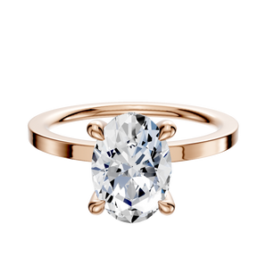 14K Rose Gold 4 Prong Hidden Halo Classic Flat 1.5mm Engagement Ring