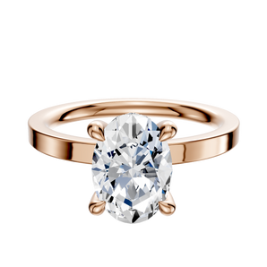 14K Rose Gold 4 Prong Hidden Halo Classic Flat 2.0mm Engagement Ring