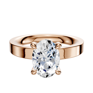 14K Rose Gold 4 Prong Hidden Halo Classic Flat 3.0mm Engagement Ring