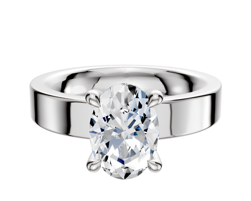 Platinum 4 Prong Hidden Halo Classic Flat 4.0mm Engagement Ring