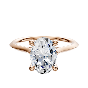 14K Rose Gold 4 Prong Hidden Halo Cathedral Knife Edge 1.5mm Engagement Ring