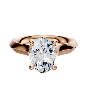 14K Rose Gold 4 Prong Hidden Halo Cathedral Knife Edge 3.0mm Engagement Ring