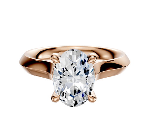 18K Rose Gold 4 Prong Hidden Halo Cathedral Knife Edge 3.0mm Engagement Ring