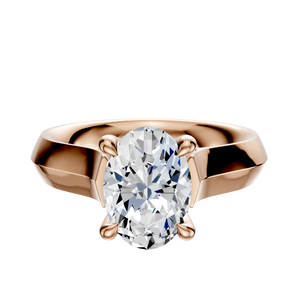 14K Rose Gold 4 Prong Hidden Halo Cathedral Knife Edge 4.0mm Engagement Ring