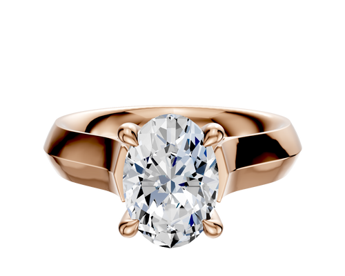 18K Rose Gold 4 Prong Hidden Halo Cathedral Knife Edge 4.0mm Engagement Ring