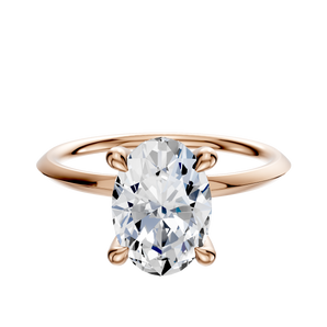 14K Rose Gold 4 Prong Hidden Halo Classic Knife Edge 1.5mm Engagement Ring