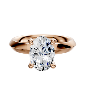 14K Rose Gold 4 Prong Hidden Halo Classic Knife Edge 3.0mm Engagement Ring