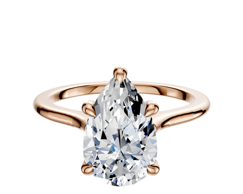 14K Rose Gold 4 Prong Hidden Halo Cathedral Dome 1.5mm Engagement Ring