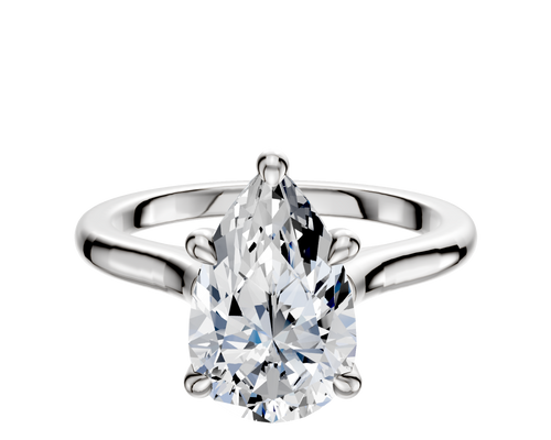 18K White Gold 4 Prong Hidden Halo Cathedral Dome 2.0mm Engagement Ring