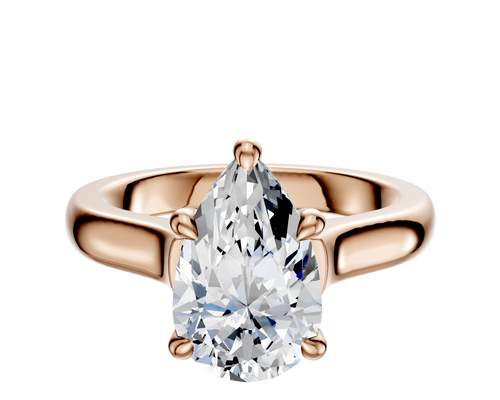 14K Rose Gold 4 Prong Hidden Halo Cathedral Dome 3.0mm Engagement Ring