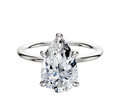 Platinum 4 Prong Hidden Halo Classic Dome 1.5mm Engagement Ring