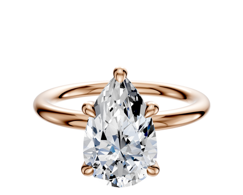 14K Rose Gold 4 Prong Hidden Halo Classic Dome 2.0mm Engagement Ring