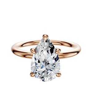 14K Rose Gold 4 Prong Hidden Halo Classic Dome 2.0mm Engagement Ring