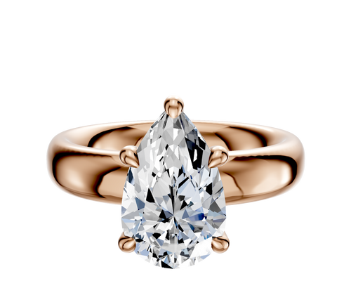 14K Rose Gold 4 Prong Hidden Halo Classic Dome 4.0mm Engagement Ring