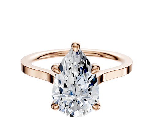 14K Rose Gold 4 Prong Hidden Halo Cathedral Flat 1.5mm Engagement Ring