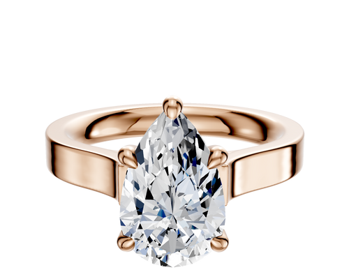 14K Rose Gold 4 Prong Hidden Halo Cathedral Flat 3.0mm Engagement Ring