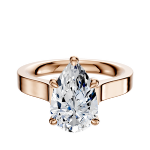 14K Rose Gold 4 Prong Hidden Halo Cathedral Flat 3.0mm Engagement Ring