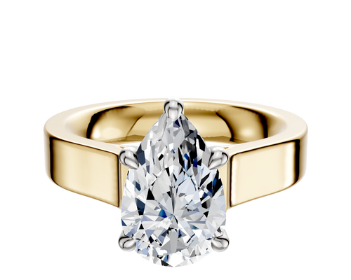 14K Two Tone 4 Prong Hidden Halo Cathedral Flat 4.0mm Engagement Ring