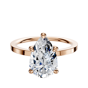 14K Rose Gold 4 Prong Hidden Halo Classic Flat 1.5mm Engagement Ring