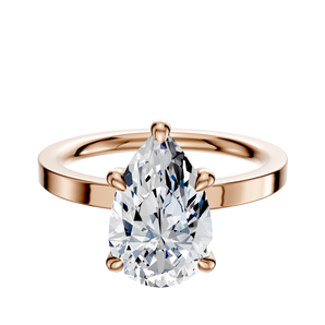 14K Rose Gold 4 Prong Hidden Halo Classic Flat 2.0mm Engagement Ring