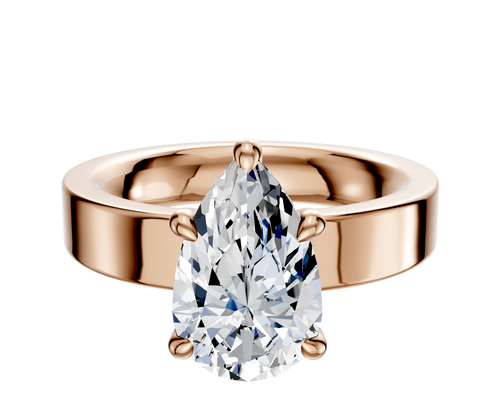 14K Rose Gold 4 Prong Hidden Halo Classic Flat 4.0mm Engagement Ring