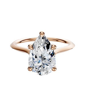 14K Rose Gold 4 Prong Hidden Halo Cathedral Knife Edge 1.5mm Engagement Ring