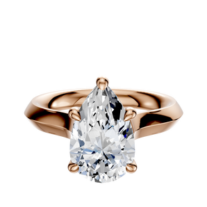 14K Rose Gold 4 Prong Hidden Halo Cathedral Knife Edge 3.0mm Engagement Ring