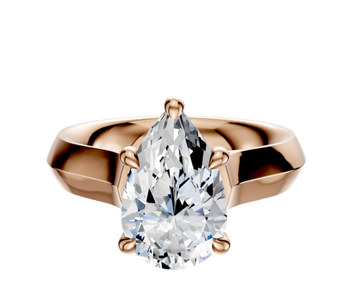 14K Rose Gold 4 Prong Hidden Halo Cathedral Knife Edge 4.0mm Engagement Ring