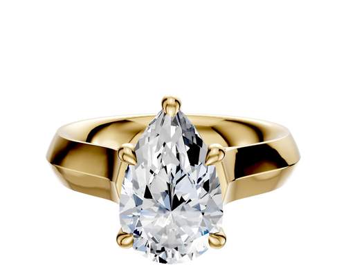 18K Yellow Gold 4 Prong Hidden Halo Cathedral Knife Edge 4.0mm Engagement Ring