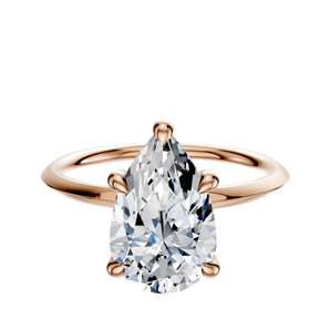 14K Rose Gold 4 Prong Hidden Halo Classic Knife Edge 1.5mm Engagement Ring