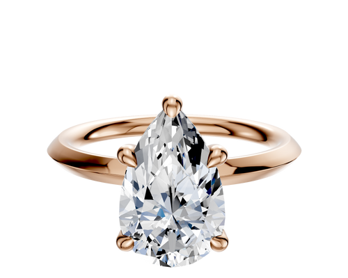 14K Rose Gold 4 Prong Hidden Halo Classic Knife Edge 2.0mm Engagement Ring