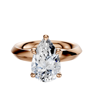 14K Rose Gold 4 Prong Hidden Halo Classic Knife Edge 3.0mm Engagement Ring