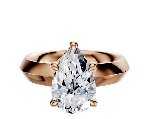 14K Rose Gold 4 Prong Hidden Halo Classic Knife Edge 4.0mm Engagement Ring