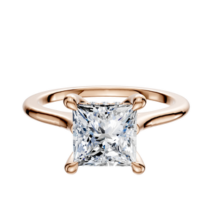 14K Rose Gold 4 Prong Hidden Halo Cathedral Dome 1.5mm Engagement Ring